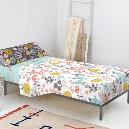 Set di Lenzuola HappyFriday Moshi Moshi Woodland Multicolore Singolo 2
