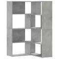 Bibliothèque d'angle à 4 niveaux gris béton bois d'ingénierie