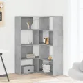 Bibliothèque d'angle à 4 niveaux gris béton bois d'ingénierie