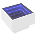 Table d'appoint avec LED blanc 40x40x30 cm bois d'ingénierie