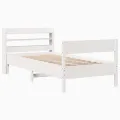 Cadre de lit sans matelas blanc 75x190 cm bois de pin massif