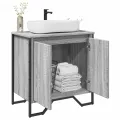 Armoire lavabo de salle de bain sonoma gris 60x35x60 cm