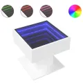 Table basse avec LED blanc 50x50x45 cm bois d'ingénierie
