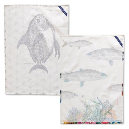 Kitchen Cloth HappyFriday Fish Multicolour 70 x 50 cm (2 Units) 2