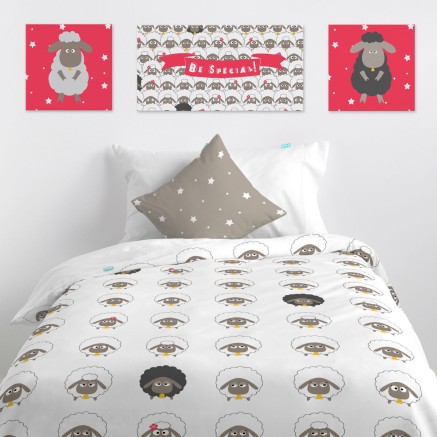 Toile HappyFriday Baleno Teen Little sheep Multicouleur 27 x 27 cm 2