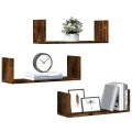 Étagères murales 3 pcs chêne fumé 58x18x18 cm bois d'ingénierie