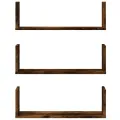Étagères murales 3 pcs chêne fumé 58x18x18 cm bois d'ingénierie