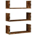 Étagères murales 3 pcs chêne fumé 58x18x18 cm bois d'ingénierie