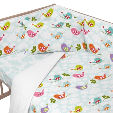 Paracolpi per culla HappyFriday Mr Fox Little birds Multicolore 210 x