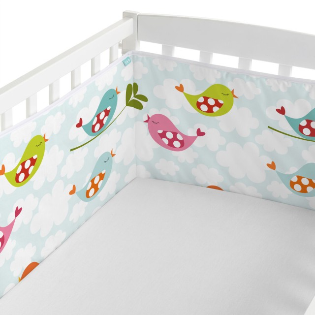 Paracolpi per culla HappyFriday Mr Fox Little birds Multicolore 210 x