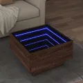 Table basse avec LED chêne marron 50x50x30 cm bois d'ingénierie