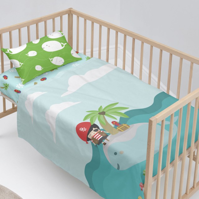 Bedding set HappyFriday Happynois Pirata Multicolour Baby Crib 2 Piece