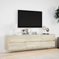 Meuble TV mural avec LED chêne sonoma 180x31x45 cm
