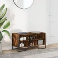 Armoire à chaussures chêne fumé 90x38x45,5 cm bois d'ingénierie