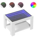 Table basse avec LED blanc 73x53x45 cm bois d'ingénierie