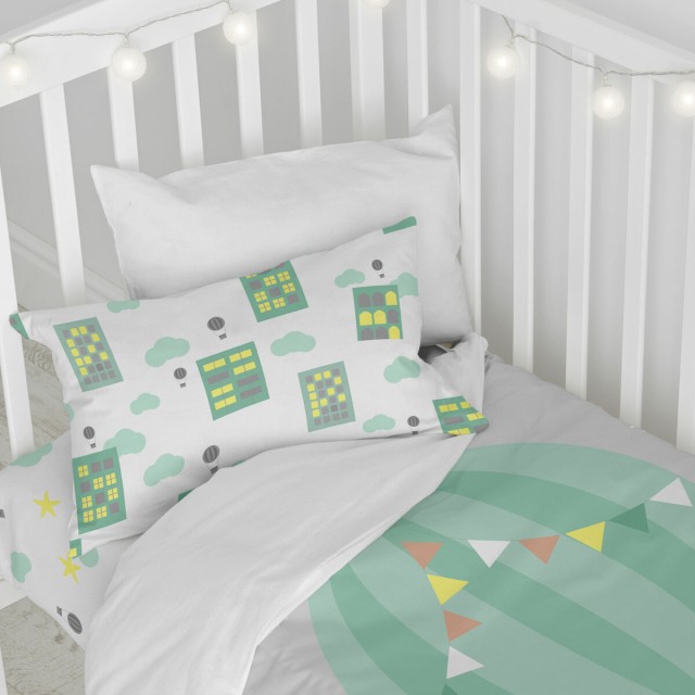 Duvet cover set HappyFriday Happynois Air Balloon Multicolour Baby Cri