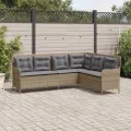 Canapé de jardin avec coussins forme de L beige résine tressée