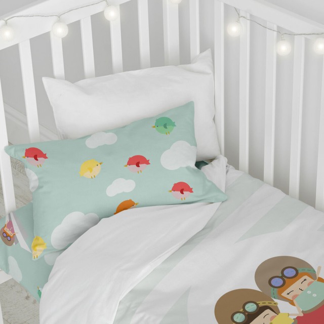 Duvet cover set HappyFriday Happynois Learning To Fly Multicolour Baby