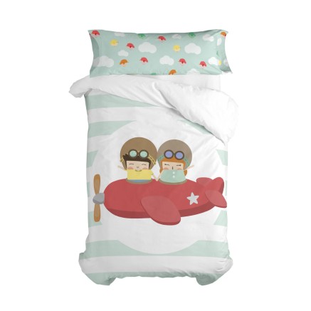 Duvet cover set HappyFriday Happynois Learning To Fly Multicolour Sing