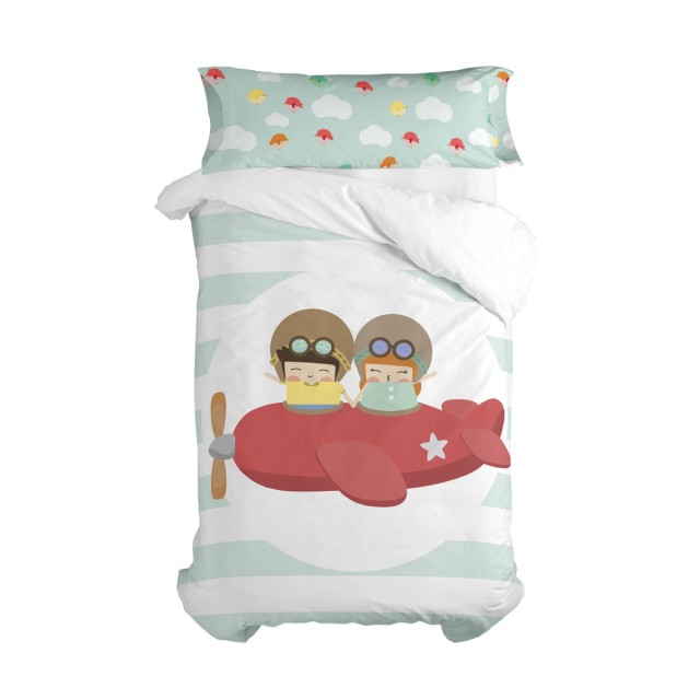 Duvet cover set HappyFriday Happynois Learning To Fly Multicolour Sing