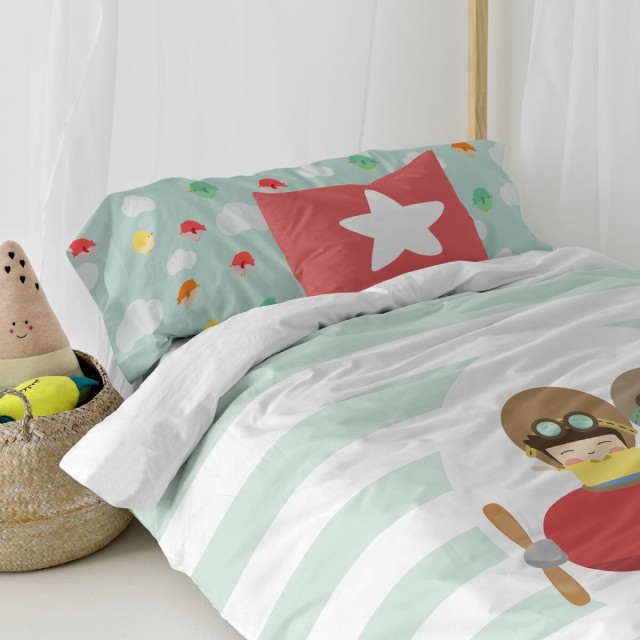 Duvet cover set HappyFriday Happynois Learning To Fly Multicolour Sing