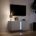 Meuble TV mural avec lumières LED blanc 80x31x35 cm
