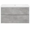 Ensemble de meubles de salle de bain 2 pcs gris béton