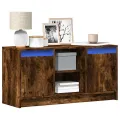 Meuble TV avec LED chêne fumé 100x34x50 cm bois d'ingénierie
