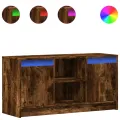 Meuble TV avec LED chêne fumé 100x34x50 cm bois d'ingénierie