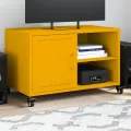 Meuble TV jaune moutarde 68x39x43,5 cm acier