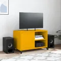 Meuble TV jaune moutarde 68x39x43,5 cm acier
