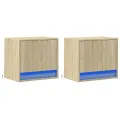 Tables de chevet murales avec lumières LED 2 pcs chêne sonoma