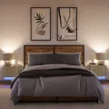 Tables de chevet murales avec lumières LED 2 pcs chêne sonoma