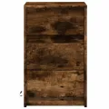 Armoire de chevet et lumières LED chêne fumé bois d'ingénierie