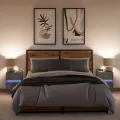 Tables de chevet murales avec lumières LED 2 pcs gris béton