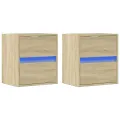 Meubles TV muraux lumières LED 2 pcs chêne sonoma 41x31x45 cm