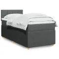 Sommier à lattes de lit avec matelas Gris foncé 80x200 cm Tissu