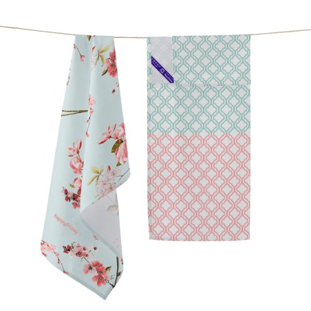 Keukendoek HappyFriday Chinoiserie Multicolour 70 x 50 cm (2 Stuks)