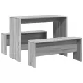 Ensemble table à manger et bancs 3 pcs bois d'ingénierie