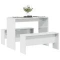 Ensemble table à manger et bancs 3 pcs bois d'ingénierie