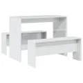 Ensemble table à manger et bancs 3 pcs bois d'ingénierie