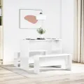 Ensemble table à manger et bancs 3 pcs bois d'ingénierie