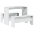 Ensemble table à manger et bancs 3 pcs bois d'ingénierie