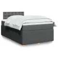 Sommier à lattes de lit avec matelas gris foncé 120x190cm tissu