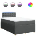 Sommier à lattes de lit avec matelas gris foncé 120x190cm tissu