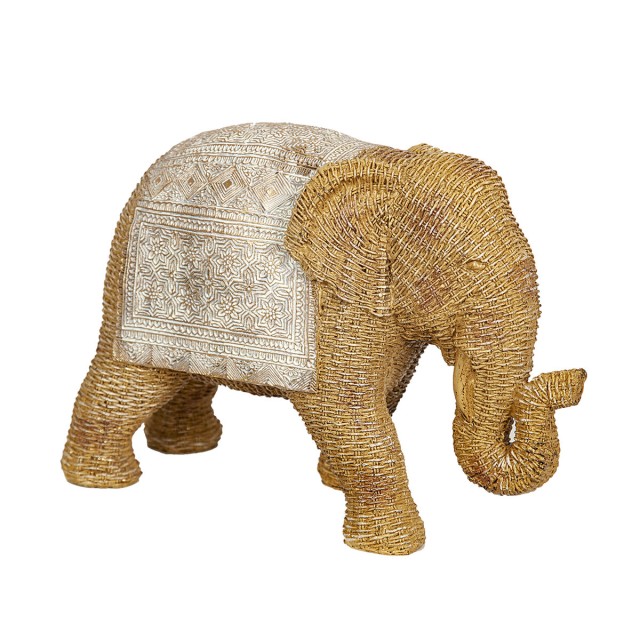 Decorative Figure Romimex Beige Natural Elephant Rattan