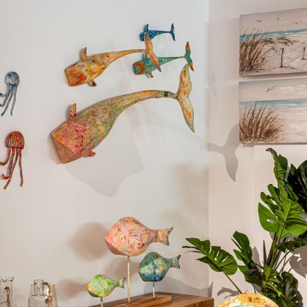 Decoratieve figuren Alexandra House Living Geel Walvis Ijzer 2