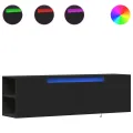 Meuble TV mural avec lumières LED noir 135x31x39,5 cm