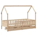 Cadre de lit enfants avec tiroirs sans matelas 90x190 cm bois