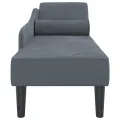 Chaise longue avec coussins gris foncé velours